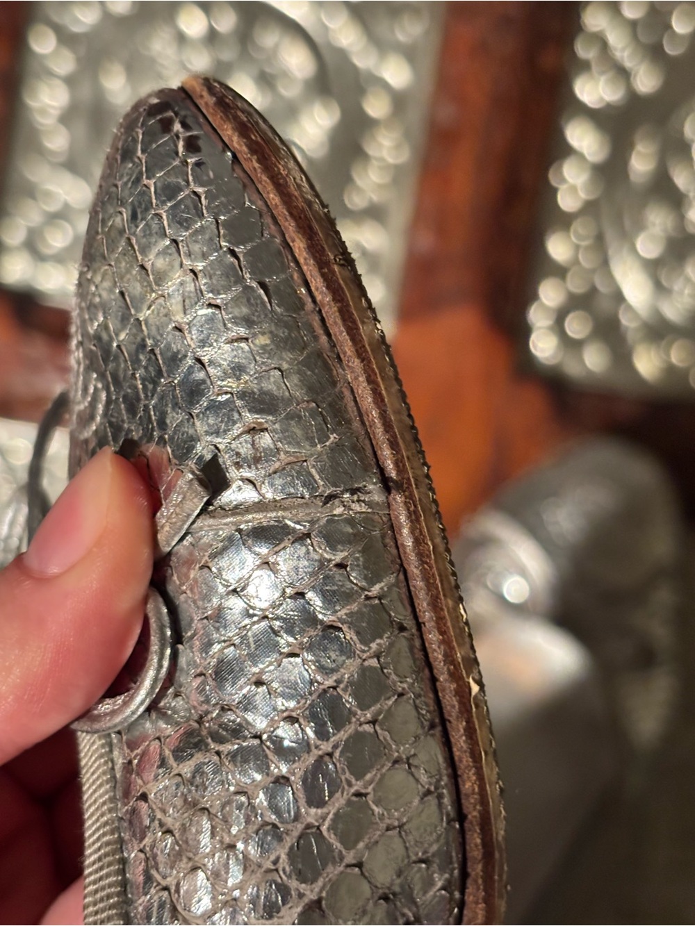 Chanel Silver Python Ballet Flats - Size 37 - Picture 6 of 14